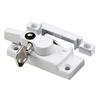 Prime-Line Keyed Child-Proof Sash Lock, 2-3/16 in. Hole Centers, Diecast Zinc, Painted White Single Pack F 2624